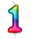 rainbow number 1 age cake candle topper