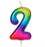 rainbow number 2 age cake candle topper