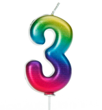 rainbow number 3 age cake candle topper