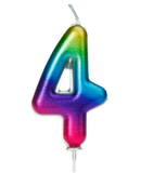 rainbow number 4 age cake candle topper