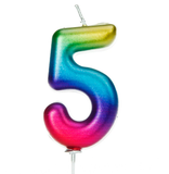 rainbow number 5 age cake candle topper