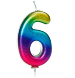 rainbow number 6 age cake candle topper