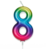 rainbow number 8 age cake candle topper