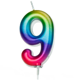 rainbow number 9 age cake candle topper