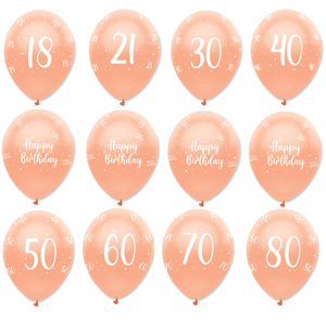 age number Rose gold happy birthday printed balloons