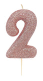 rose gold number 2 age cake candle toppers