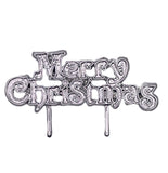 silver merry christmas sign cake topper