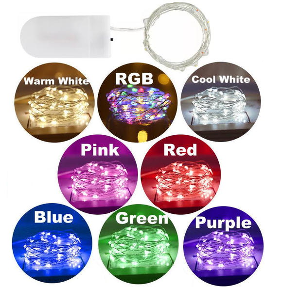 20 LED string fairy lights 2m length 8 colours