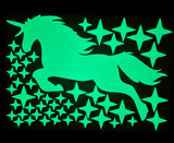 unicorn and stars glow int he dark wall stickers a4 sheet