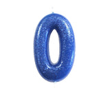 Blue Number 0 cake topper candle