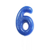 Blue Number 6 cake topper candle