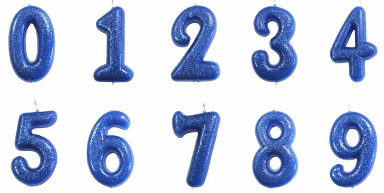 Blue number age cake candles 0 - 9