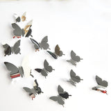3d Butterfly wall stickers silver