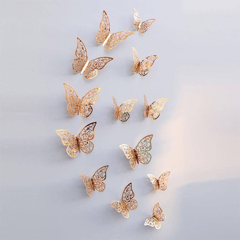 Butterfly Wall Stickers Metallic 3D Stick on Room Decor Decoration Idea