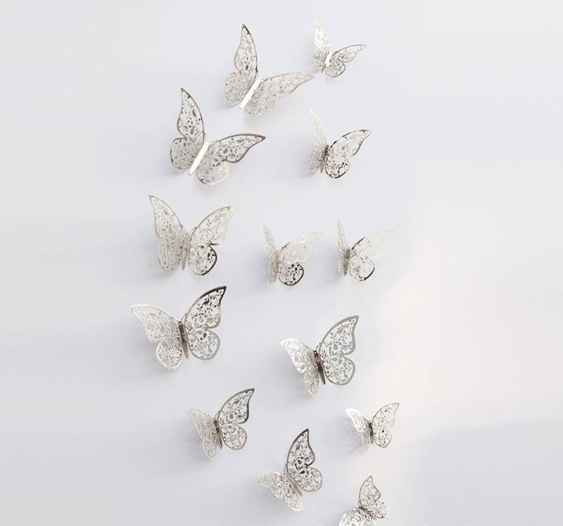 Butterfly Wall Stickers Metallic 3D Stick on Room Decor Decoration Idea
