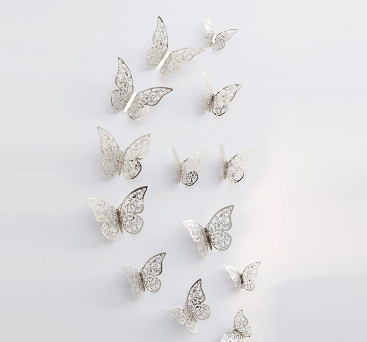 Butterfly Wall Stickers Metallic 3D Stick on Room Decor Decoration Idea