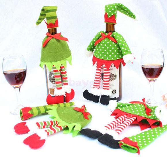 elf christmas bottle covers and topper