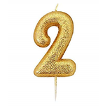 gold number 2 cake candles