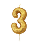 gold number 3 cake candles