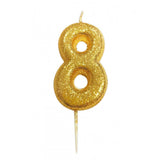 gold number 8 cake candles