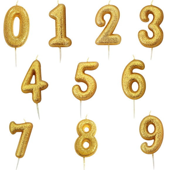 gold number cake topper candles