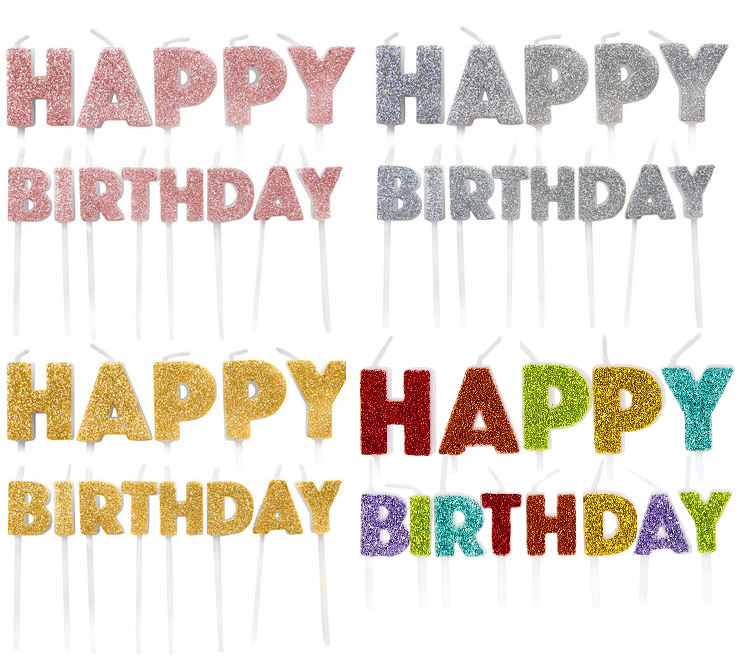 happy birthday mini word candle cake topper