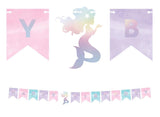 mermaid happy birthday banner