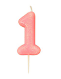 number 1 pink cake candle