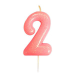 number 2 pink cake candle