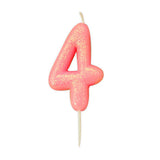 number 4 pink cake candle