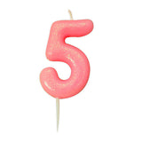number 5 pink cake candle