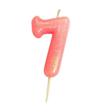 number 7 pink cake candle