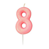 number 8 pink cake candle