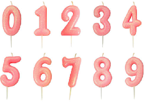 pink number cake candles 7cm