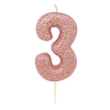 rose gold number 3 age cake candle toppers