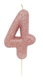 rose gold number 4 age cake candle toppers