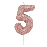 rose gold number 5 age cake candle toppers