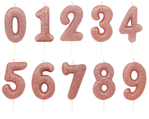 rose gold number age cake candle toppers