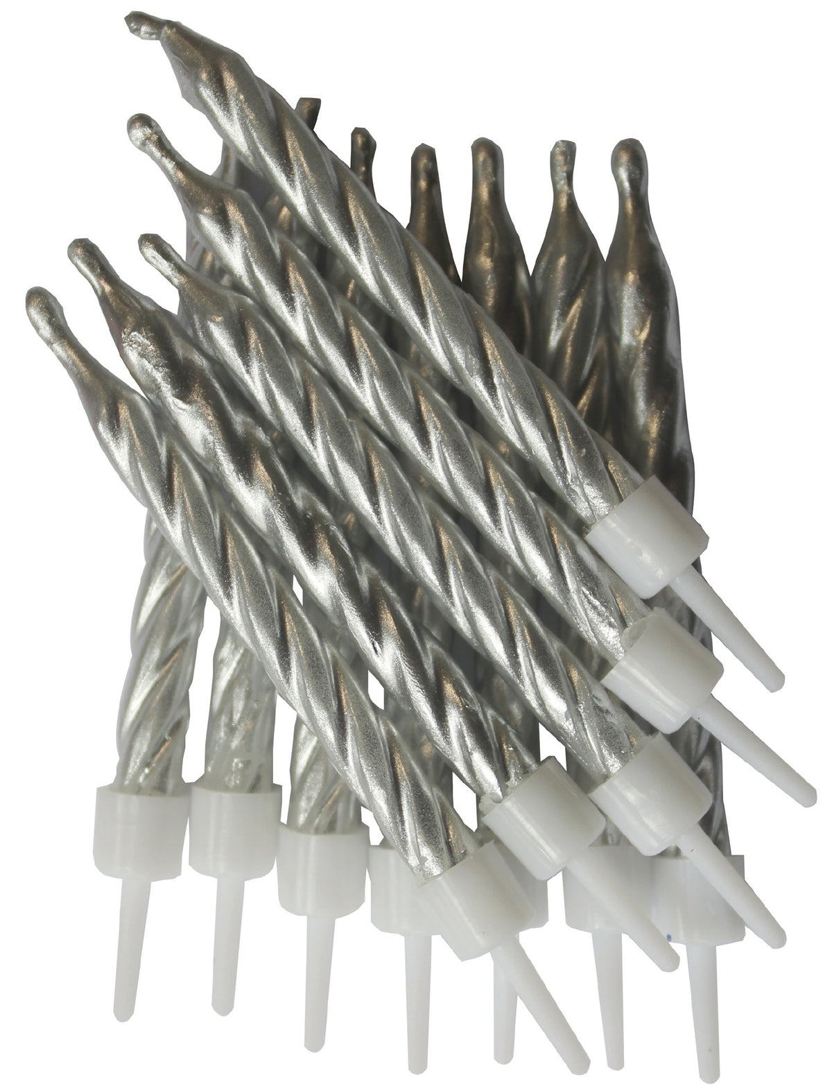 silver cake candles