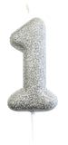 Silver number 1 age cake candle toppers