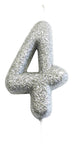 Silver number 4 age cake candle toppers