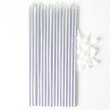 pack of 16 tall silver cake candles 18cm long