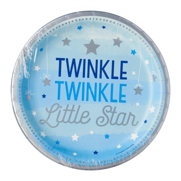 blue twinkle little star baby shower party plates
