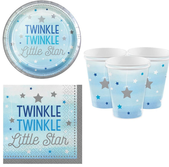 blue twinkle little star baby shower party tableware