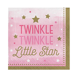 Pink twinkle little star baby shower party paper napkins