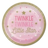 Pink twinkle little star baby shower party plates