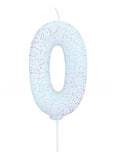 white number 0 age cake candle toppers