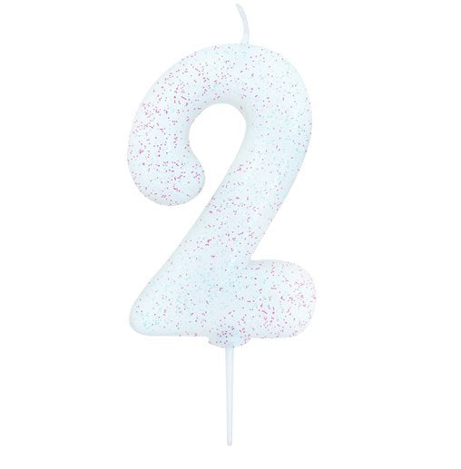 white number 2 age cake candle toppers