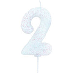 white number 2 age cake candle toppers