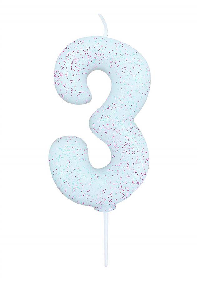 white number 3 age cake candle toppers